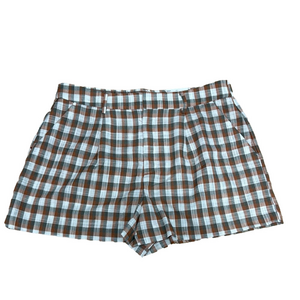 Nine West Brown, White & Taupe Gingham Bermuda Shorts. Summer Vacation Comfy